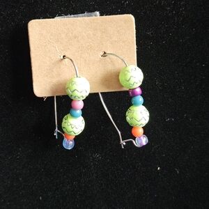 Colorful Beaded Hoop Earrings